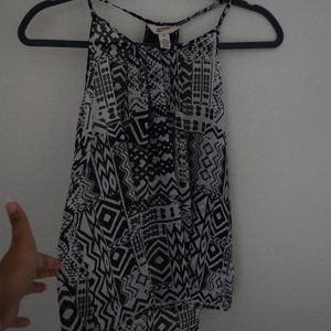 Black and White Sleeveless Top